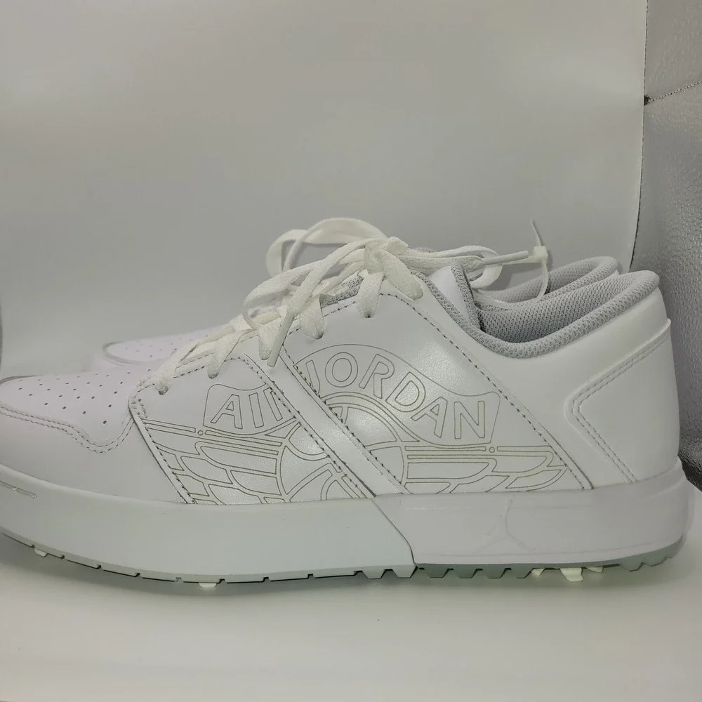 Nike Jordan ADG 5 Golf Shoes Triple White Leather Spikes FZ4153-100 Mens 9.5